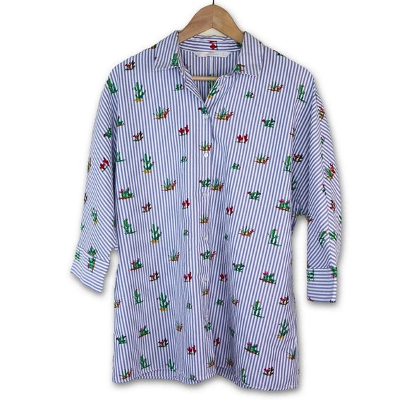 ZARA Cactus Button Up Striped Oversized Shirt - Picture 12 of 12